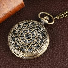 Spider Web Pocket Watch Quartz Arabic Numerals with Necklace Chain for Women Men