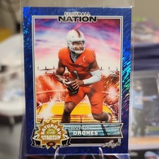 Leaf 2025 Football Nation Blue Shimmer True 1/1 Kyron Drones SB-35 Virginia Tech