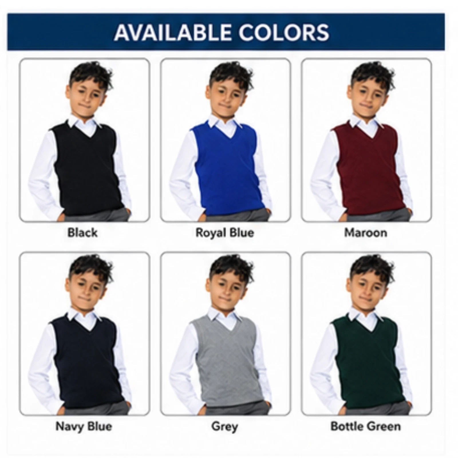NEW KIDS BOYS GIRLS SCHOOL UNIFORM KNITTED V NECK SLEEVELESS TANK TOP JUMPER image 2