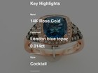 Le Vian 14K Rose Gold Cocktail Ring for Her 2.726 cts Blue Topaz Diamond Size 6 — photo 2