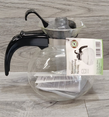 Cafe Brew Collection Glass Stovetop Whistling Kettle Schott Duran Germany New