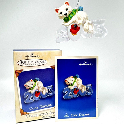2003 Hallmark - COOL DECADE #4 - WHITE FOX & Cardinal - Xmas Ornament