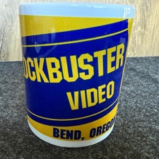 Vintage Blockbuster Video Mug Bend Oregon Blue Yellow Ceramic Coffee Cup