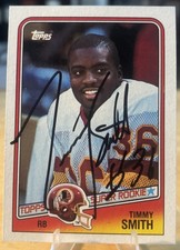 TIMMY SMITH 1988 Topps #11 Autograph AUTO Signed Football Card Rookie RC . rookie card picture