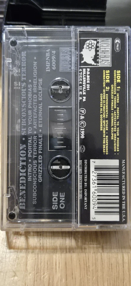Benediction Subconscious Terror Cassette Tape 1990 Nuclear Blast IMP. NBA 6009/4 - Image 3 of 4