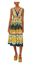 NWT FARM Rio Amazon Garden Cream Midi Dress Size Large Tropical Resortwear