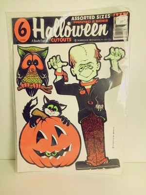 NOS Beistle Vintage 1981 Halloween Decorations 6-Pieces Paper Cutouts NEW SEALED