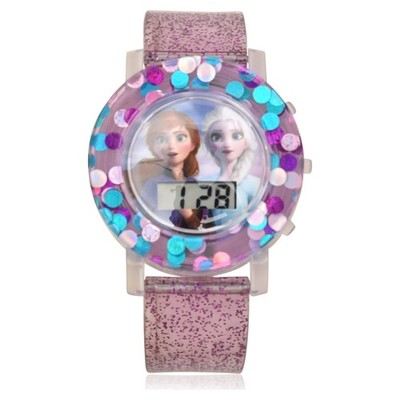 Disney Frozen 2 Unisex Child Jelly Silicone Glitter Strap Watch in Purple 