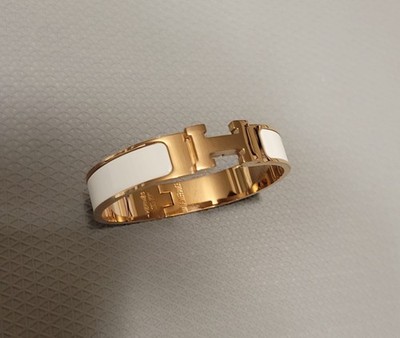 Hermes Clic H Bracelet White/Gold