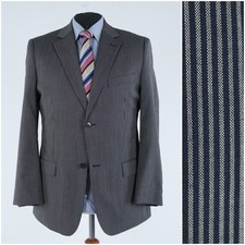 Mens Striped Blazer 44R UK Size C.COMBERTI Grey Wool Sport Coat Jacket