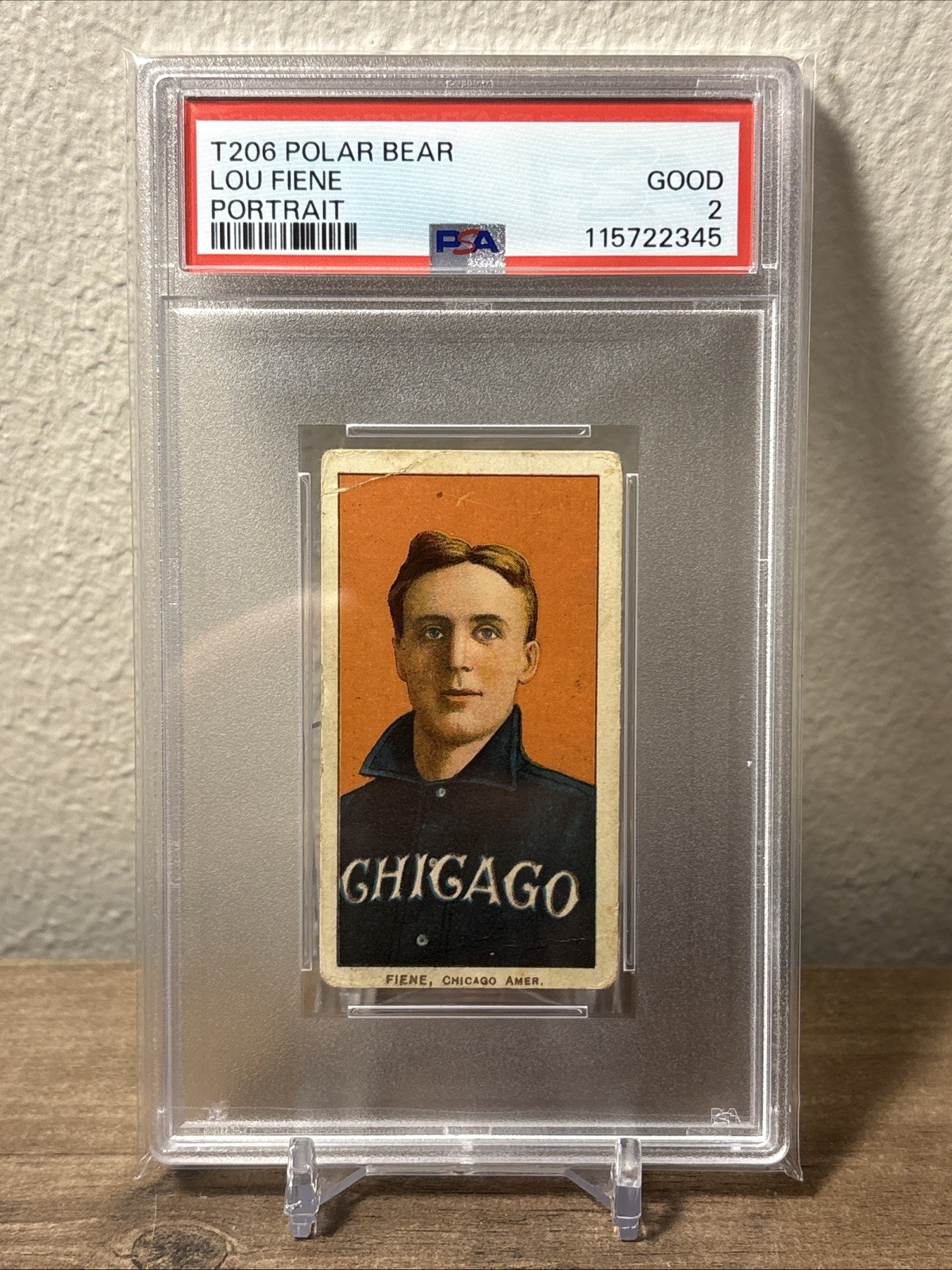1909-11 T206 Polar Bear Lou Fiene Portrait PSA 2