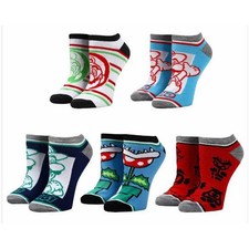 Bioworld Super Mario Mixed Icons Ar Womens 5 Pair Of Ankle Socks NEW IN STOCK