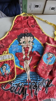  Set Betty Boop Boop-oop-a-doop! Red Apron Embroidered 2006 King Features RARE