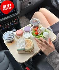 2 in 1 Car Food Tray Cup Holder Desk Wood Laptop Table Travel Truck - US