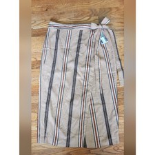 Striped Linen Wrap Skirt