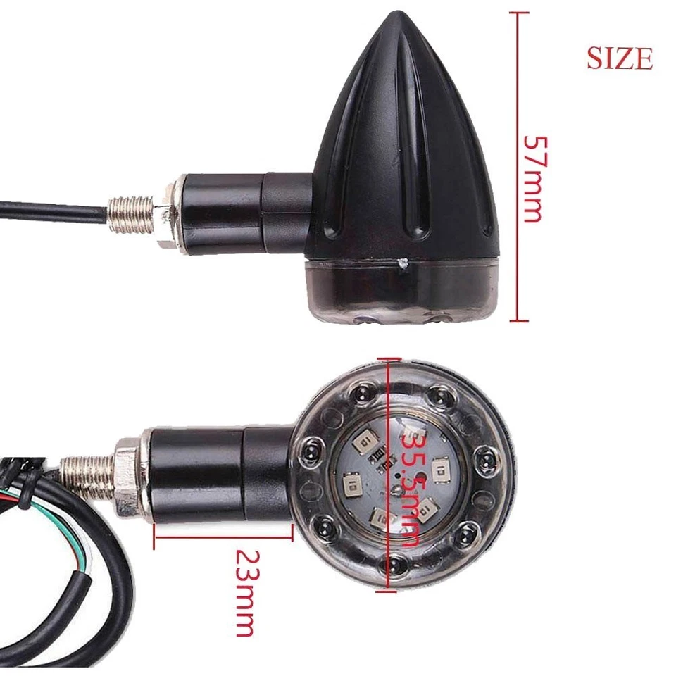 Motorcycle LED Turn Signal Light Blinker Amber For Harley Honda Suzuki Universal Foto 3 de 4