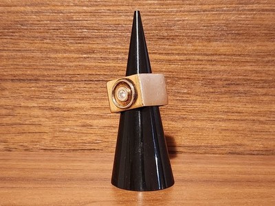 14K Gelbgold Diamant Ring Mod Brutalist - Gr. 5 - 9 Gramm 
