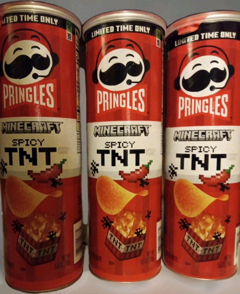Lote de 3 Pringles Picantes Minecraft TNT Coleccionables Edición Limitada RARO DIFÍCIL DE ENCONTRAR Foto 3 de 3