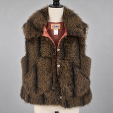 Vintage Faux Fur Vest Brown Shaggy Made in USA Size 11 Rocky Mountain Jeans