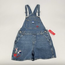 Old Navy x Disney Girls XL - 12 Baggy Denim Jean Shortalls Minnie Mouse Cherries