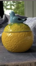 Anthropologie Blue Bird Sugar Bowl Dish Bluebird Lemon and Spoon