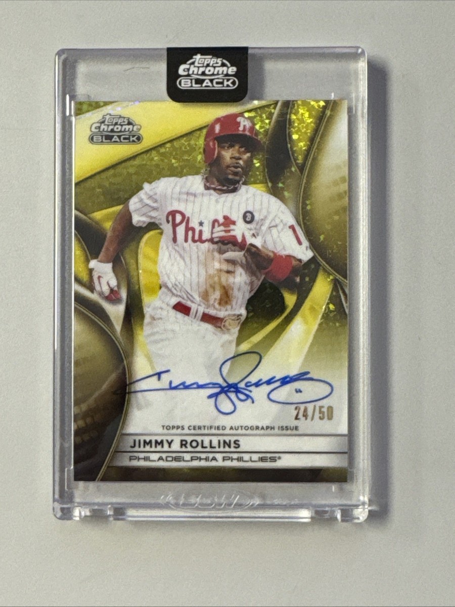 2025 Topps Chrome Black Jimmy Rollins Gold Mini Diamond Auto /50