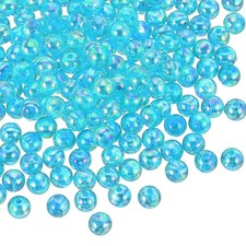 100 Pcs 8 mm Acrylic Round Beads AB Colors Clear Beads with Hole, Light Blue