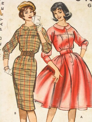 60s Double Skirted Dress Vintage Sewing Pattern Butterick 9431 Sz 12 B32 Uncut