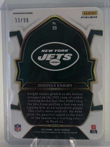 2022 Panini Select Zonovan Knight Rookie Concourse White Prizm /99 - Picture 2 of 2