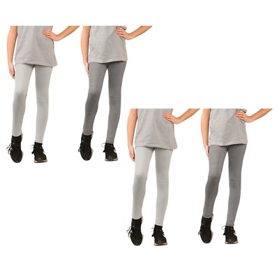 2/4 Stück Mädchen Leggings Uni Hose für Kinder volle Länge Sport Gym Yoga Hose