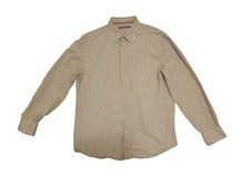 Perry Ellis Button Up Shirt Men Large Tan