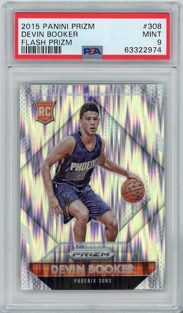 2015-16 PANINI Prizm Devin Booker #308 RC Flash Prizm PSA 9 MINT