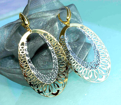 Ohrhänger Ohrringe  750 Gelbgold Weißgold 18 KT *bicolor* filigran + EDEL WOW
