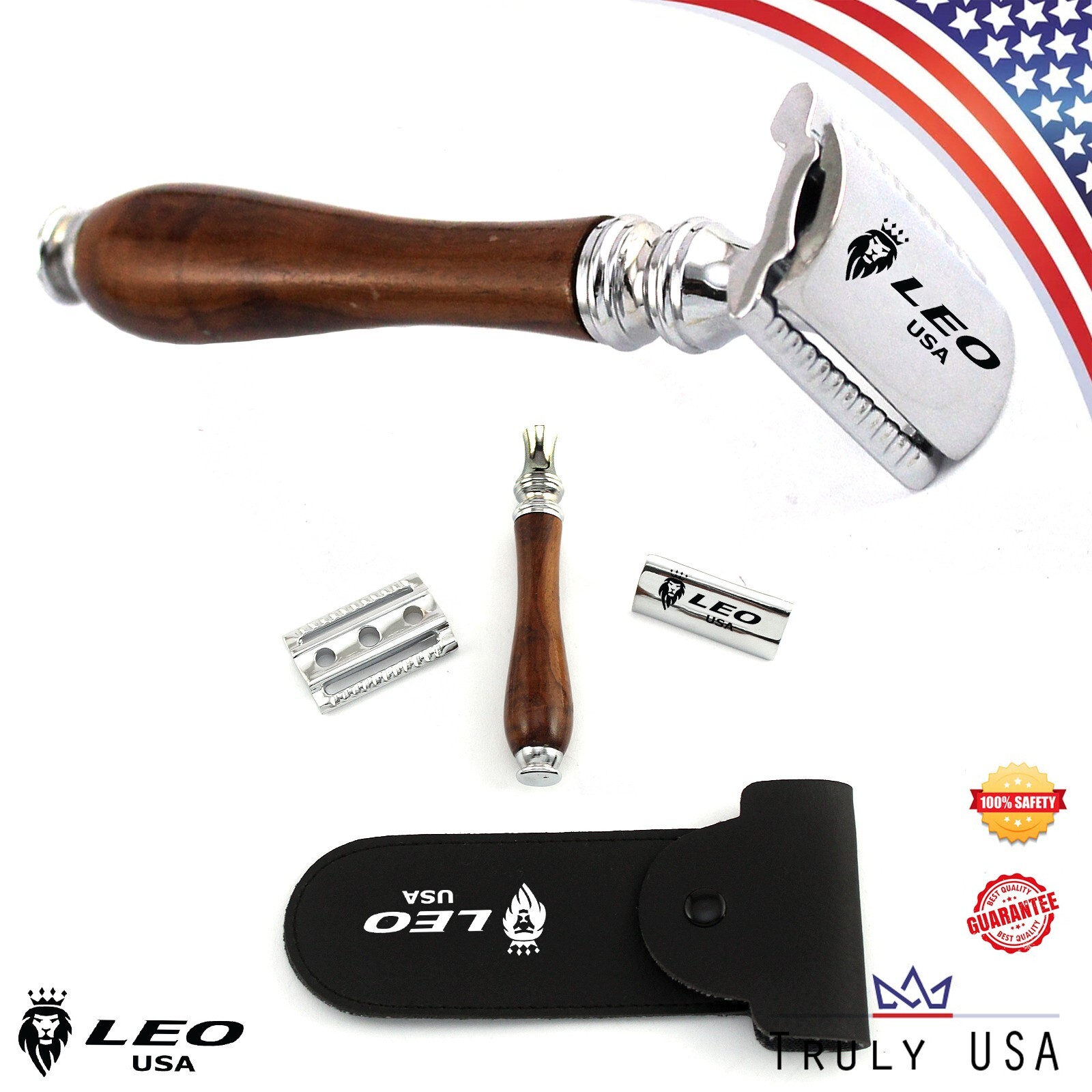 New Safety Razor Wood Color Travel Gift For Men Wet Classic Double Edge