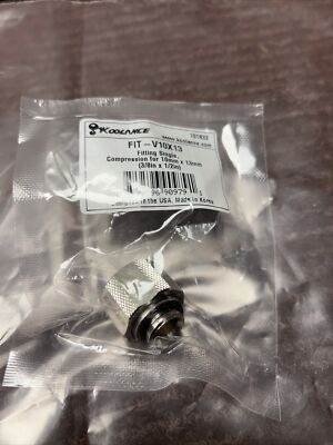 NEW Koolance Fitting Single Compression for 10mm x 13mm (3/8 x 1/2) FIT-V10X13