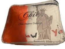 Chic Lady Liberty NYC Twin Comforter Set With Sheets and Orange Pillow