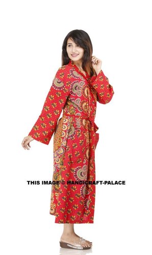 Mandala Kimono Wedding Gown Cotton Night Gown Sleepwear Women Long Night dress - Picture 15 of 77