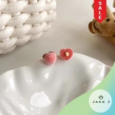 Trendy Juicy Summer Fuzzy Peach Earrings One Size