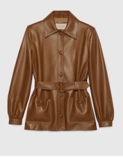 Gucci Brown Belted Leather Jacket - Bnwt - Rrp$6,200 Usd+tax