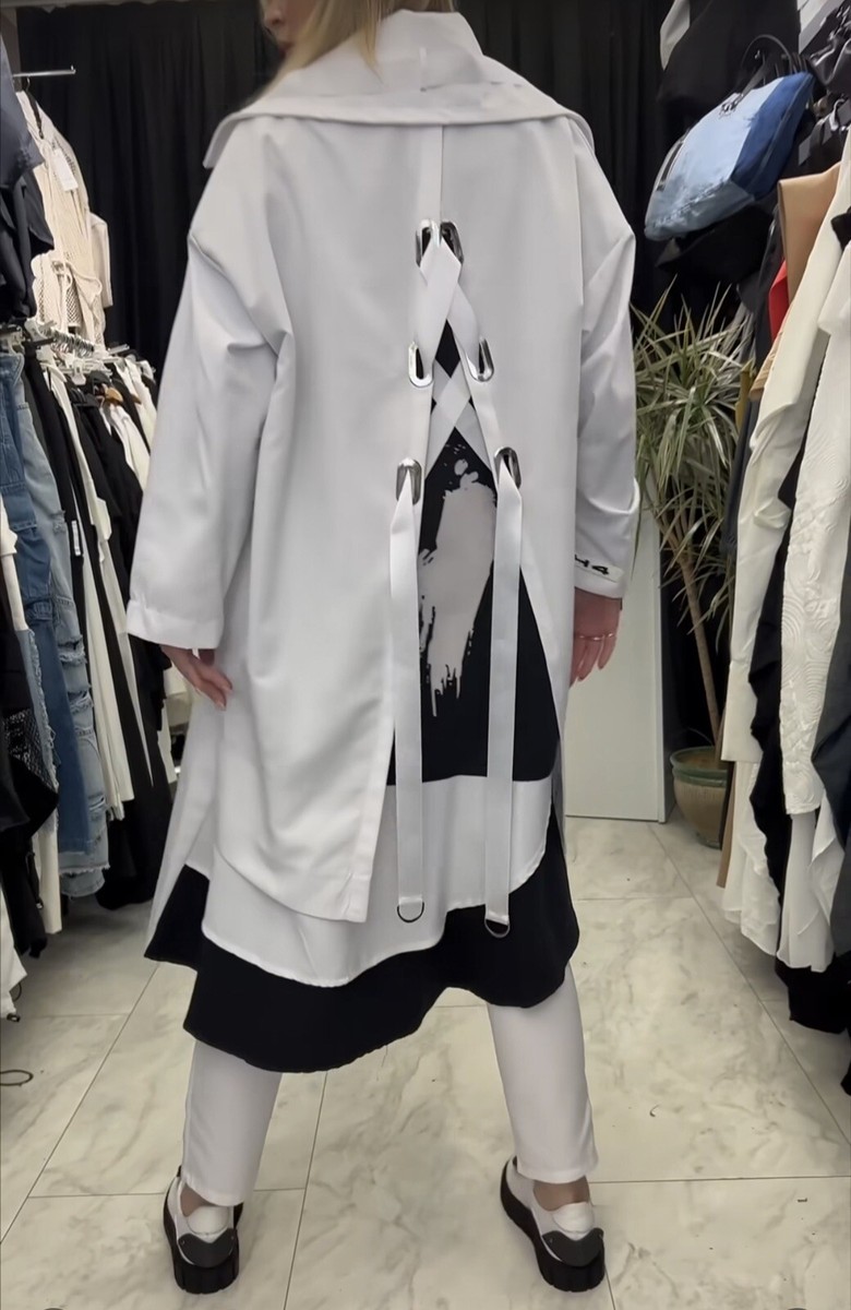 Oversized White Jacket Coat Sz 14/36 Made In Turkey H4 | eBay