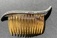 Vintage Faux Tortoise Shell Celluloid Rhinestone Hair Comb Small 4  x 2.5  