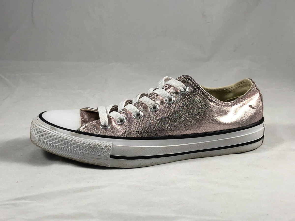 pedestal Precioso Doncella Gently Used CONVERSE Rose Gold Metallic Canvas Low OX Women&#039;s 7  Men&#039;s 5 | eBay