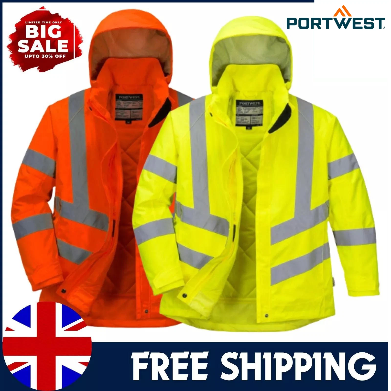 PORTWEST Hi Vis Women's Winter Jacket Waterproof Quilt Lined Safety Workwear