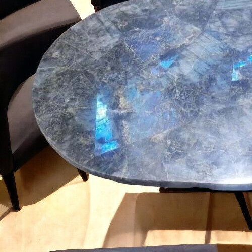 36"x24" Stunning Labradorite Stone Console Bar Desk Luxury Dining Hallway Table - Picture 8 of 9