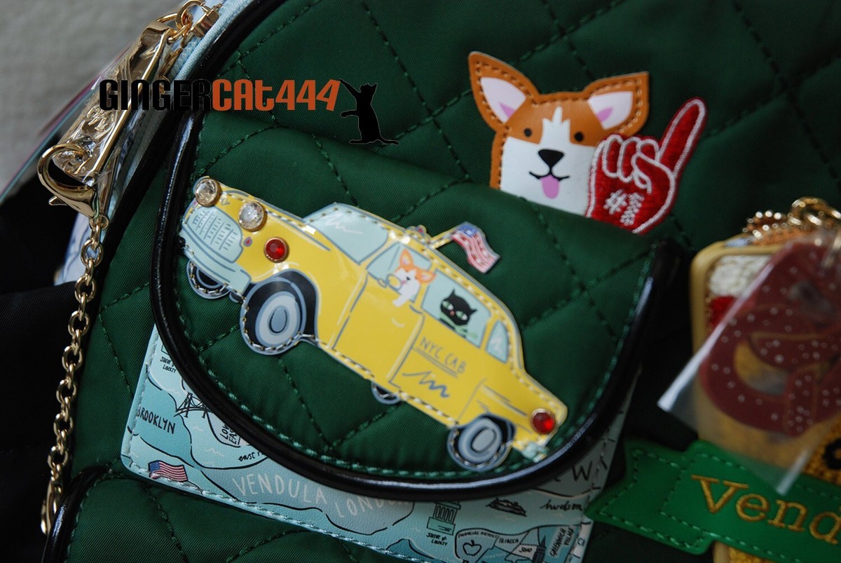 Sac à Main Vendula London "Taxi New York City Cats & Corgis" - Jaune Simili Cuir Vegan - Neuf Avec étiquettes
