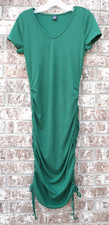 Evolu Shein Drawstring Side Size Large Ruched Bodycon Ribbed Green Dress