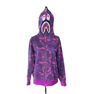 BATHING APE BAPE Purple Camo Shark Full Zip Sweatshirt XL Deadstock NWT WGM