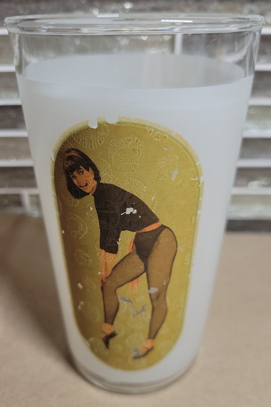 Vintage 1940s PeekABoo Pinup Girl Putting On Stockings Boudior