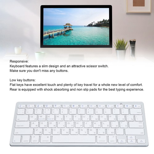 Ultra Thin Keyboard BT Wireless Splashing Proof Bilingual Language Keypad Fo Kit - Picture 2 of 18