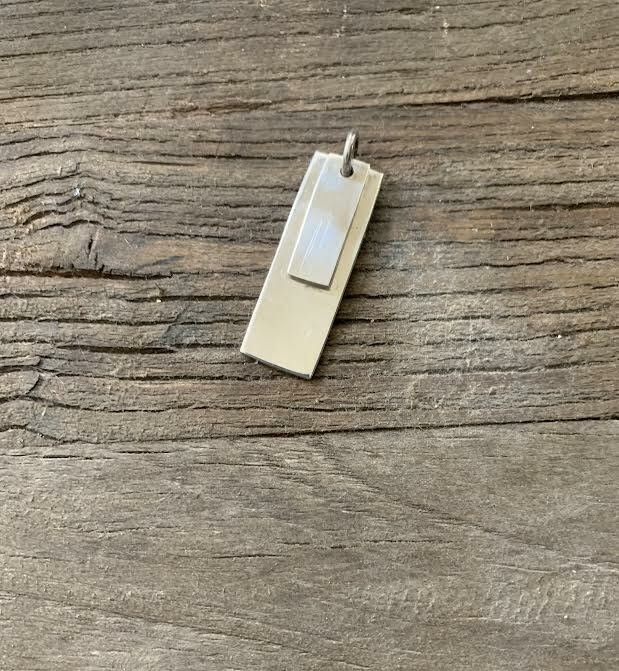 J.Crew Sterling Silver Modern Dog Tag Double Rect… - image 2